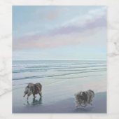 Keeshonds in de Seashore-schilderkunst Wijn Etiket (Enkel label)