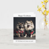 Keeshonds in Kerst Jumpers Kaart (Gele Bloem)