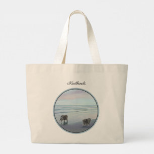 Keeshonds Schilderen Seashore Beach Originele Hond Grote Tote Bag