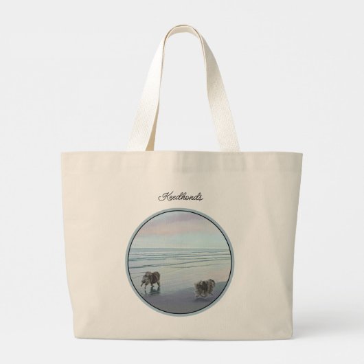Keeshonds Schilderen Seashore Beach Originele Hond Grote Tote Bag (Achterkant)