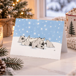 Keesies in de Sneeuw | Keeshond Kerst Custom Feestdagen Kaart