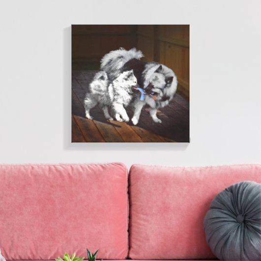 Keespap Playtime schilderen - Cute Original Dog Ar Canvas Afdruk (Insitu (Woonkamer))