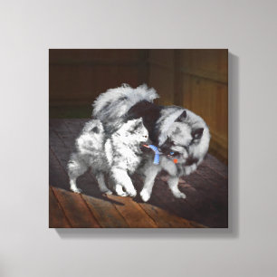 Keespap Playtime schilderen - Cute Original Dog Ar Canvas Afdruk