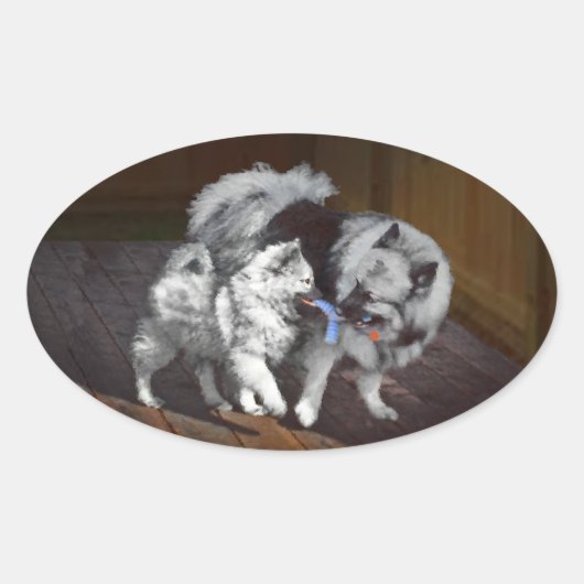 Keespap Playtime schilderen - Cute Original Dog Ar Ovale Sticker (Voorkant)