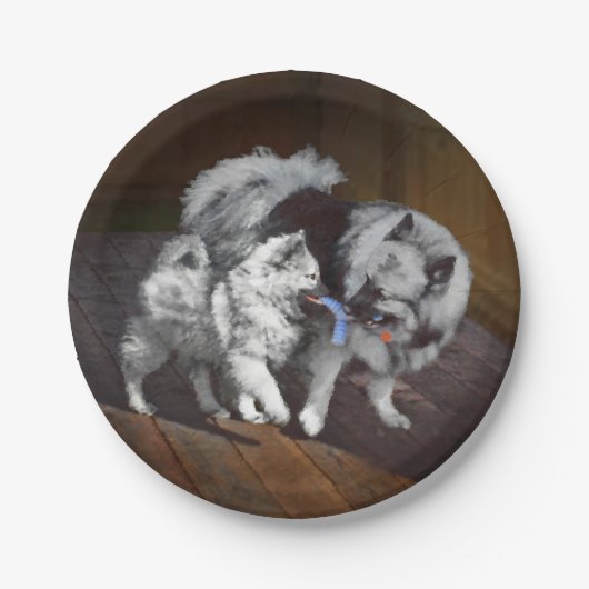 Keespap Playtime schilderen - Cute Original Dog Ar Papieren Bordje (Voorkant)