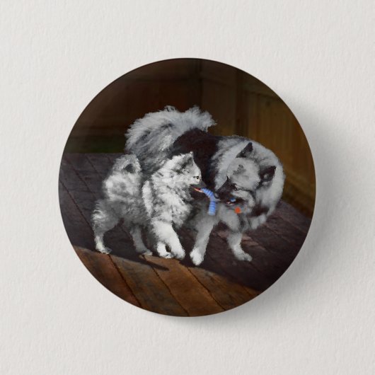 Keespap Playtime schilderen - Cute Original Dog Ar Ronde Button 5,7 Cm (Voorkant)
