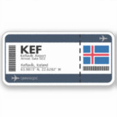 KEF Keflavik Boarding Pass - IJsland Ticket Sticker (Voorkant)