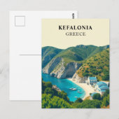 Kefalonia, Griekenland Retro Briefkaart (Voorkant / Achterkant)