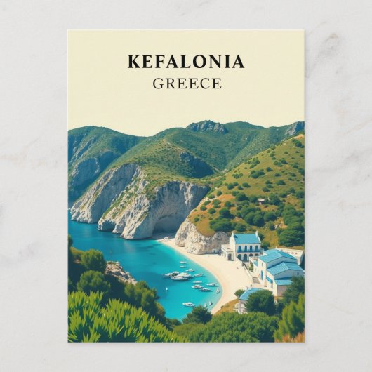 Kefalonia, Griekenland Retro Briefkaart (Voorkant)