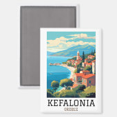  Kefalonia Griekenland Retro Reizen Magneet (Voorkant / Achterkant)