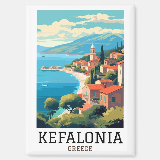  Kefalonia Griekenland Retro Reizen Magneet (Voorkant)