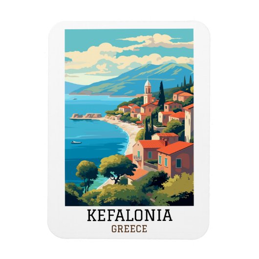 Kefalonia Griekenland Retro Vintage Reizen Magneet (Verticaal)