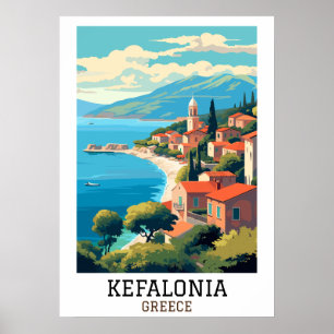 Kefalonia Griekenland Retro Vintage Reizen Poster