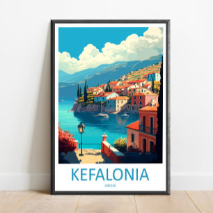Kefalonia Reisprint Muur Kunst Kefalonia Griekenla Poster
