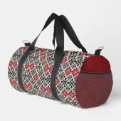 Keffiyeh Folk Pattern Duffle Bag – Rood Zwart Wit Plunjezak (Rechterhoek)