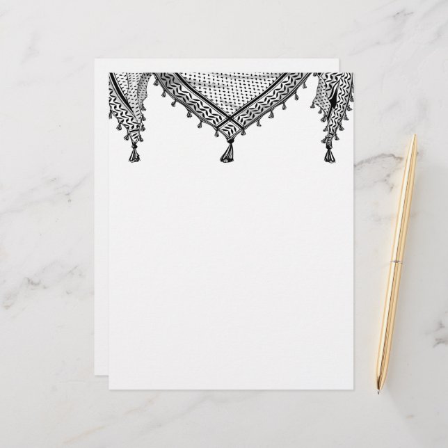 Keffiyeh Palestijnse sjaal Traditionele stof Briefhoofd (Voorkant / Achterkant in situ)