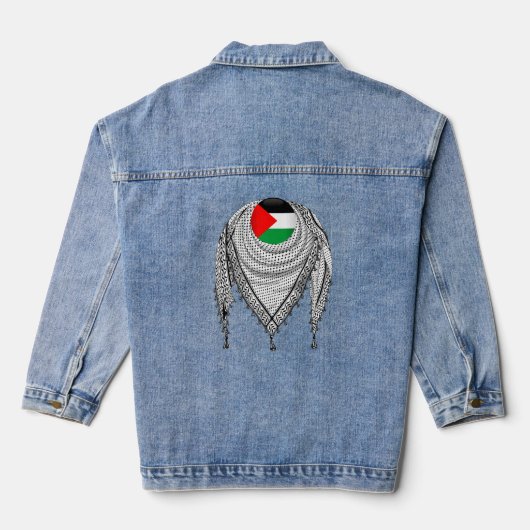 Keffiyeh Palestijnse sjaal Traditionele stof Denim Jacket (Achterkant)