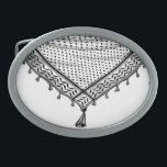 Keffiyeh Palestijnse sjaal Traditionele stof Gesp<br><div class="desc">Palestijnse / Arabische Keffiyeh zwart-witte sjaal ontworpen alsof gewikkeld rond de nek, element geïsoleerd op wit. De keffiyeh, ook bekend als een hatta, is een traditionele Arabische hoofdtooi. Historisch gezien werd het gedragen door nomadische gemeenschappen - of bedoeïenen - in het historische Palestina. Het is meestal gemaakt van katoen en...</div>
