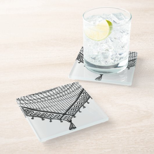 Keffiyeh Palestijnse sjaal Traditionele stof Glazen Onderzetter (Schuin)