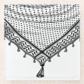 Keffiyeh Palestijnse sjaal Traditionele stof Glazen Onderzetter (Voorkant)