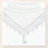 Keffiyeh Palestijnse sjaal Traditionele stof Glazen Onderzetter (Achterkant)