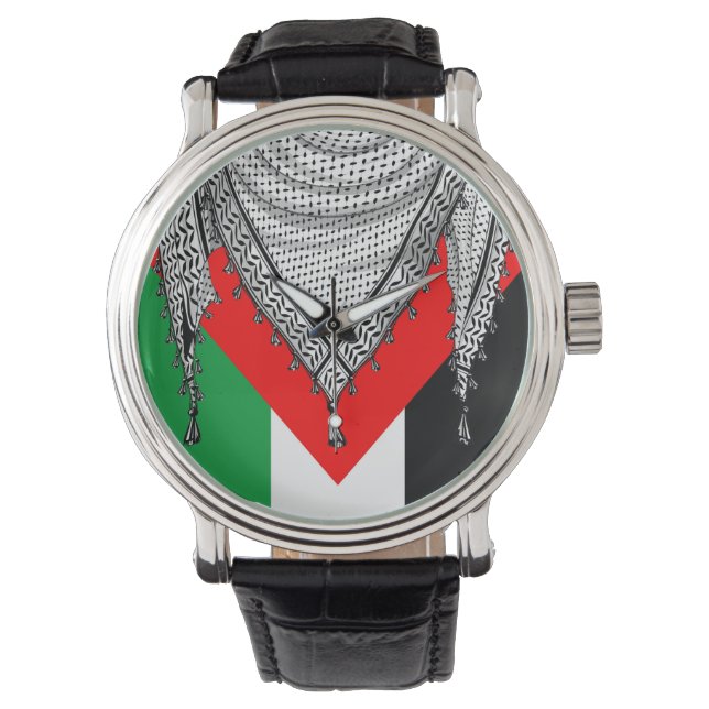 Keffiyeh Palestijnse sjaal Traditionele stof Horloge (Voorkant)