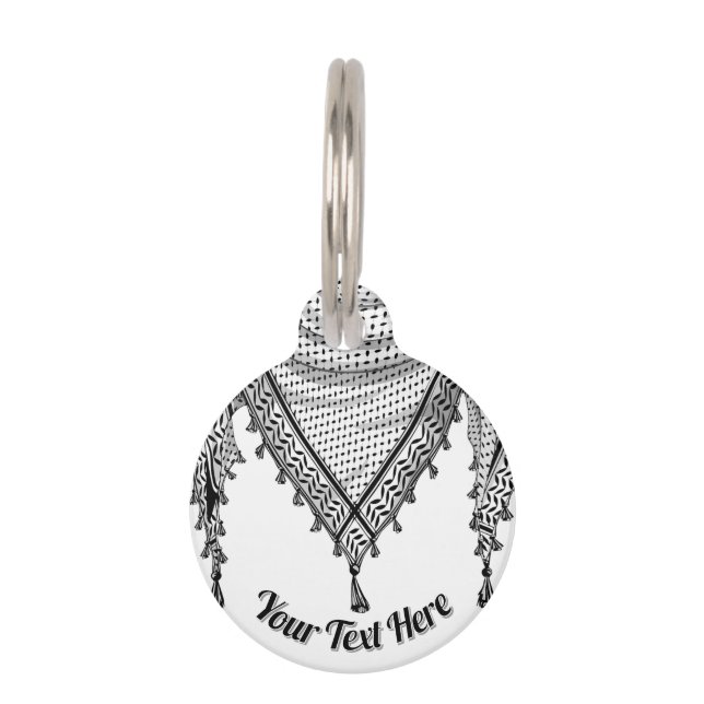 Keffiyeh Palestijnse sjaal Traditionele stof Huisdierpenning (Voorkant)