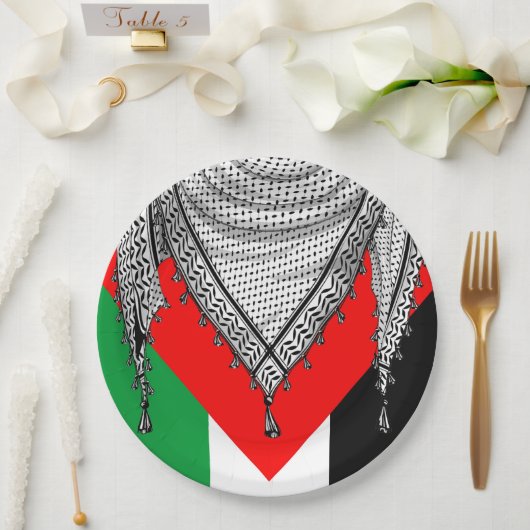 Keffiyeh Palestijnse sjaal Traditionele stof Papieren Bordje (Huwelijk)