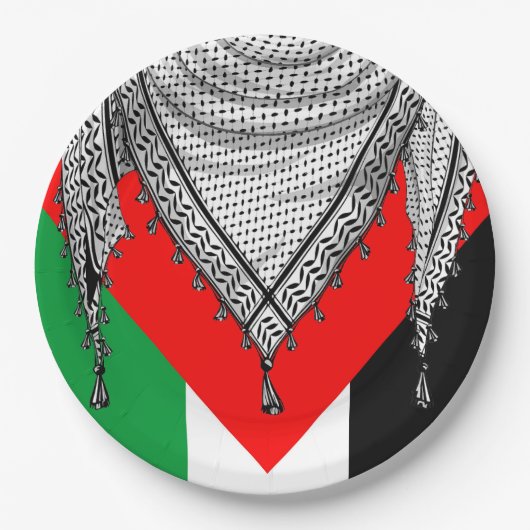 Keffiyeh Palestijnse sjaal Traditionele stof Papieren Bordje (Voorkant)