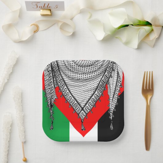 Keffiyeh Palestijnse sjaal Traditionele stof Papieren Bordje (Huwelijk)