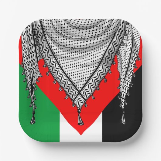 Keffiyeh Palestijnse sjaal Traditionele stof Papieren Bordje (Voorkant)