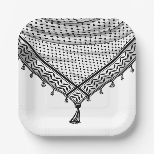 Keffiyeh Palestijnse sjaal Traditionele stof Papieren Bordje (Voorkant)