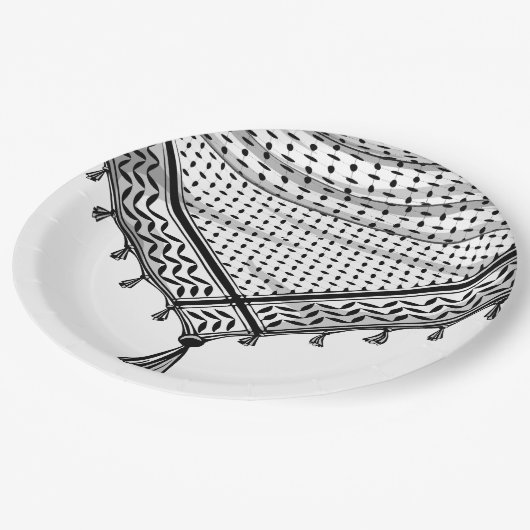 Keffiyeh Palestijnse sjaal Traditionele stof Papieren Bordje (Gekanteld)