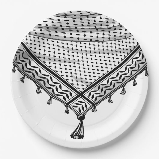 Keffiyeh Palestijnse sjaal Traditionele stof Papieren Bordje (Voorkant)