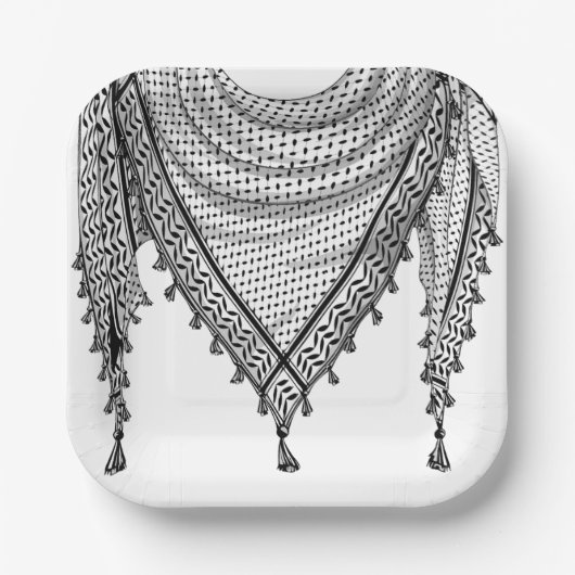 Keffiyeh Palestijnse sjaal Traditionele stof Papieren Bordje (Voorkant)