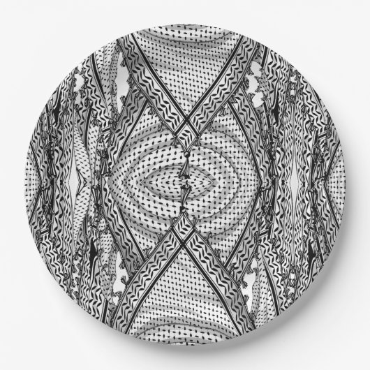 Keffiyeh Palestijnse sjaal Traditionele stof Papieren Bordje (Voorkant)