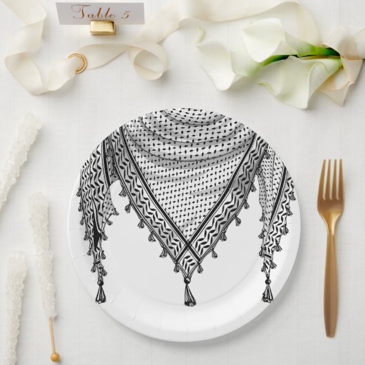 Keffiyeh Palestijnse sjaal Traditionele stof Papieren Bordje (Huwelijk)