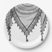 Keffiyeh Palestijnse sjaal Traditionele stof Papieren Bordje (Voorkant)