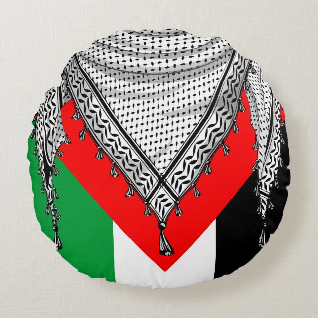 Keffiyeh Palestijnse sjaal Traditionele stof Rond Kussen (Voorkant)