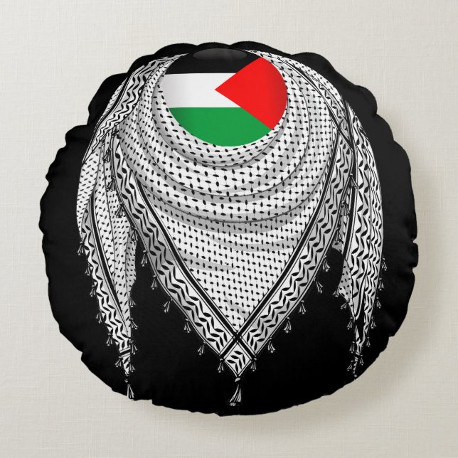 Keffiyeh Palestijnse sjaal Traditionele stof Rond Kussen (Voorkant)