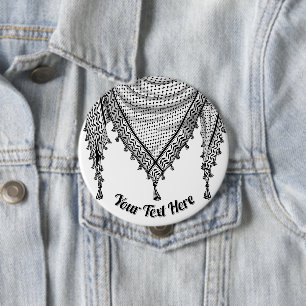 Keffiyeh Palestijnse sjaal Traditionele stof Ronde Button 4,0 Cm