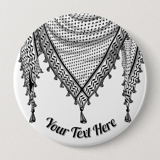 Keffiyeh Palestijnse sjaal Traditionele stof Ronde Button 4,0 Cm (Voorkant)