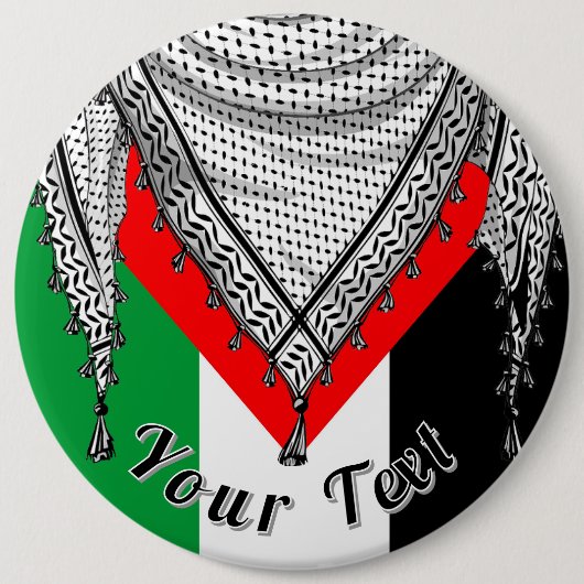 Keffiyeh Palestijnse sjaal Traditionele stof Ronde Button 6,0 Cm (Voorkant)
