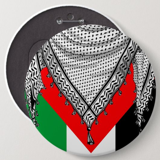 Keffiyeh Palestijnse sjaal Traditionele stof Ronde Button 6,0 Cm (Voorkant /achterkant)