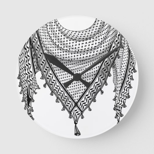 Keffiyeh Palestijnse sjaal Traditionele stof Ronde Klok (Voorkant)