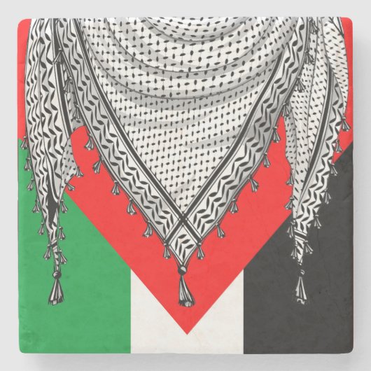 Keffiyeh Palestijnse sjaal Traditionele stof Stenen Onderzetter (Voorkant)