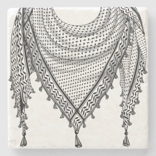 Keffiyeh Palestijnse sjaal Traditionele stof Stenen Onderzetter (Voorkant)