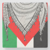 Keffiyeh Palestijnse sjaal Traditionele stof Stenen Onderzetter (Voorkant)