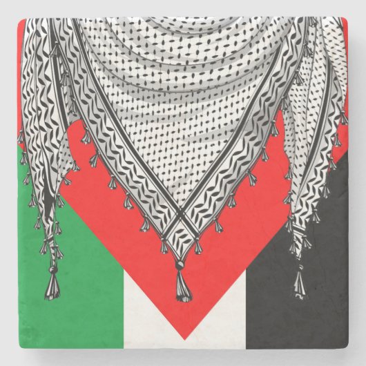 Keffiyeh Palestijnse sjaal Traditionele stof Stenen Onderzetter (Voorkant)