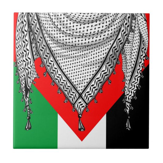 Keffiyeh Palestijnse sjaal Traditionele stof Tegeltje (Voorkant)